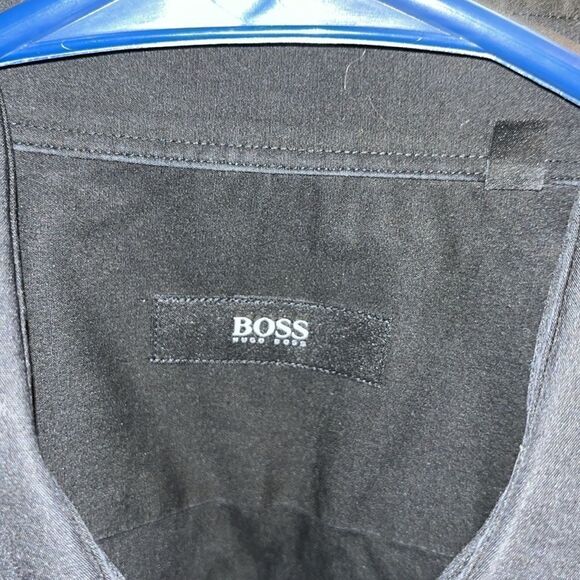 Hugo Boss button down BLACK Shirt 100% Cotton shirt pointed collar French Cuff - Picture 3 of 5